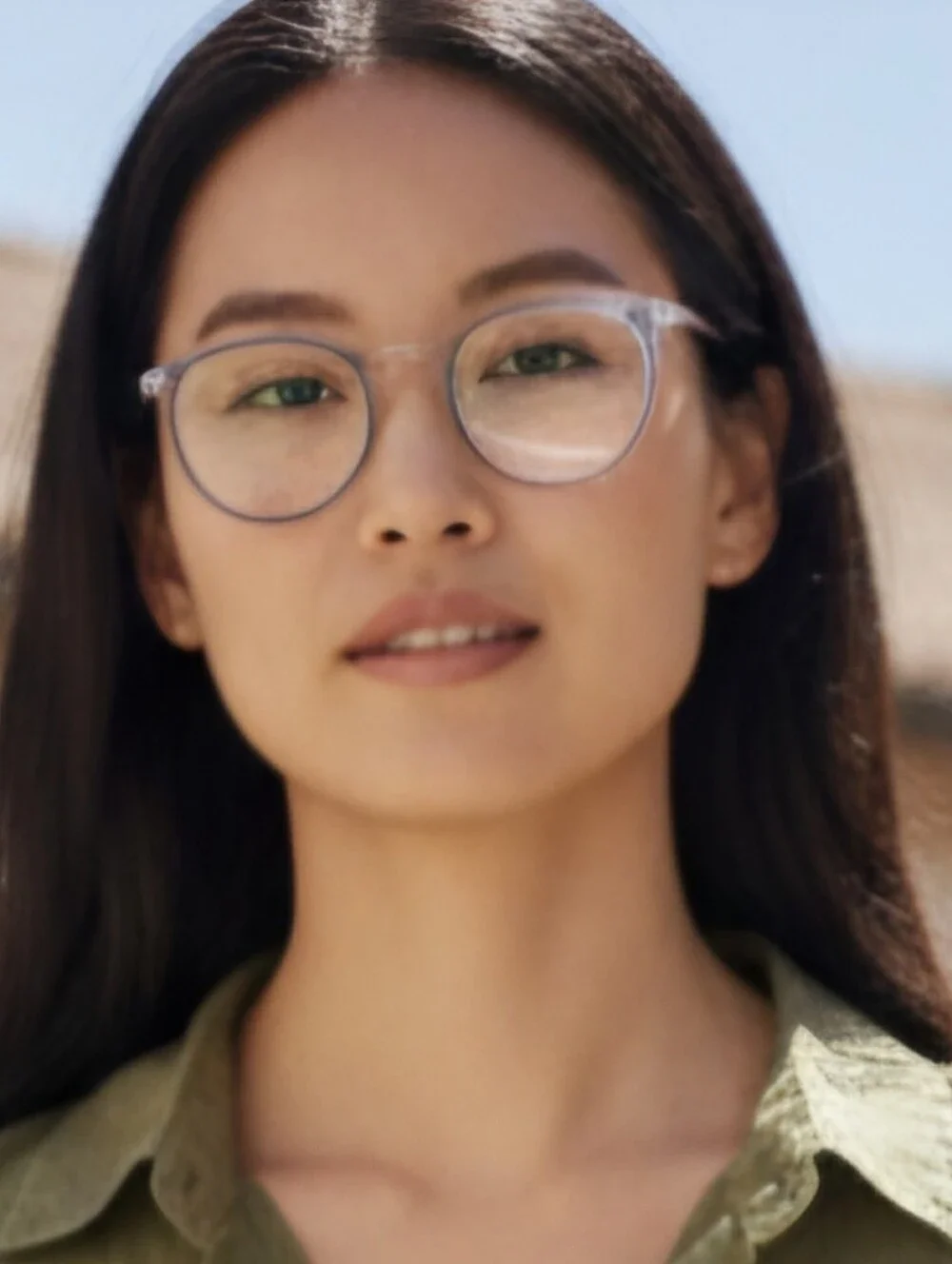 Warby Parker Percey Eyeglasses Clear Crystal Blue Round Frames Made in Italy